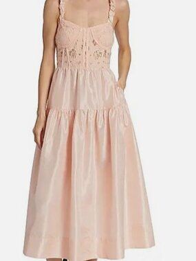 Sea's Women's Pink Evita Embroidered Corset Dress Size 12
